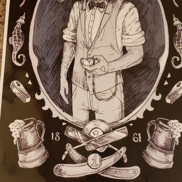 Too Fast Gentleman's Life 11" x 17" Shark Man Nautical Tattoo Flash Art Print - Picture 5 of 8